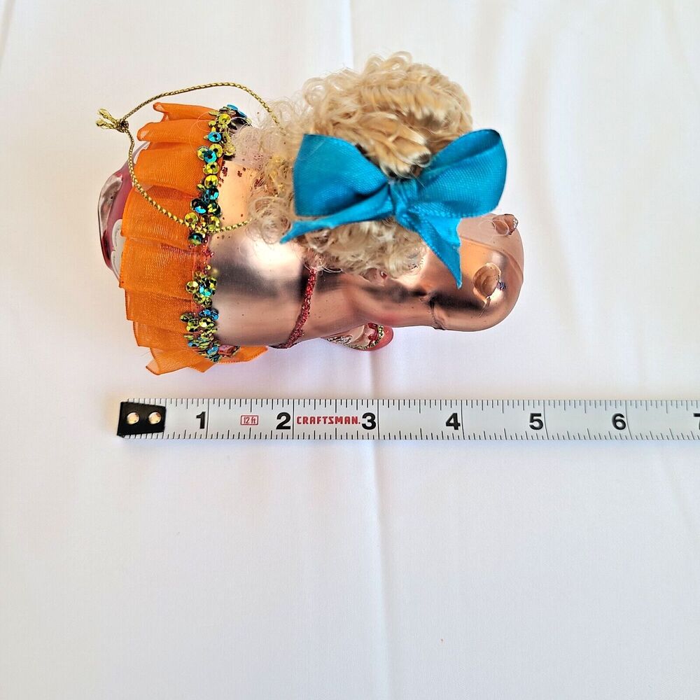 Hippo Ballerina Mercury Glass Christmas Ornament Hand Blown Sequin Glitter Tutu - Picture 13 of 13